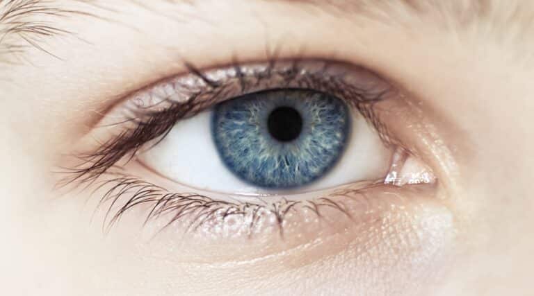 Blue eye Macro. Children's eye close-up