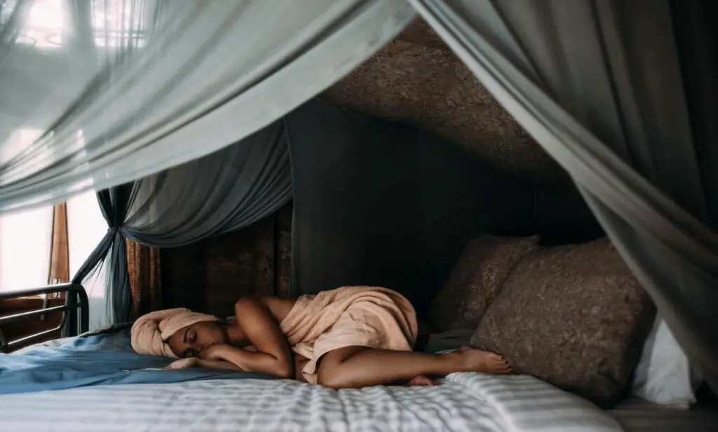 A female in restful sleep