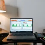 Laptop displaying IASIS Microcurrent Neurofeedback brainwave data during a neurofeedback session at Authentic Brain Solutions, demonstrating how gentle microcurrents help restore healthy brain function after concussion, TBI, or trauma.