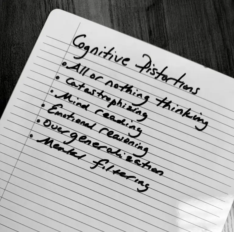 Cognitive distortions list affecting mental health and anxiety
