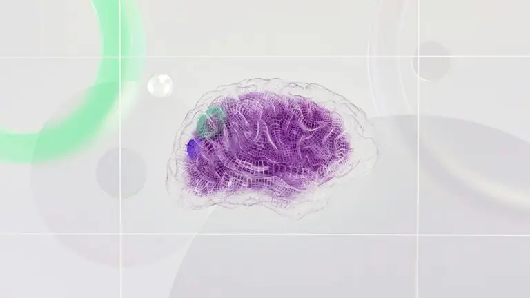 Digital illustration of a human brain neural network representing neuroscience, brain health, neuroplasticity, and mental wellness.